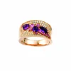 Ametyst-, rosa safir- og diamant designring
