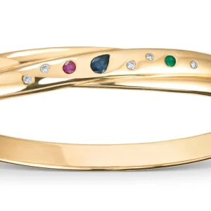 Armring med fargestener og diamanter