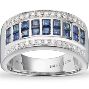 Bred safir og diamantring