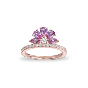 Diamant- og rosa safirring – One of a kind