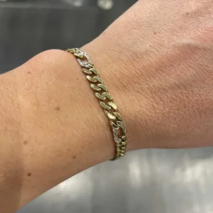 Diamantarmbånd i gult gull