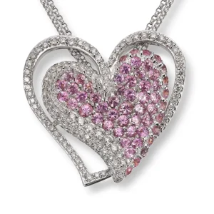 Diamanthjerte med rosa safirer
