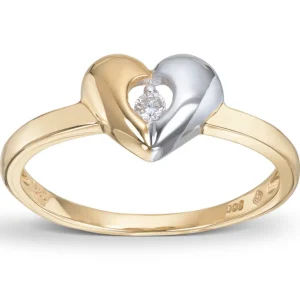Diamantring hjerte 0,03