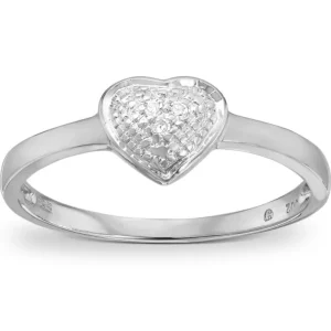 Diamantring hjerte hvitt gull
