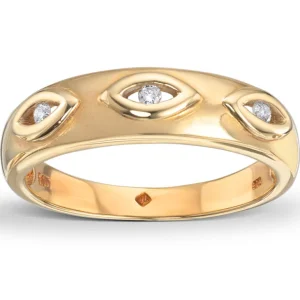 Diamantring med 3 øyne