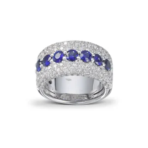 Elegant safir og diamantring