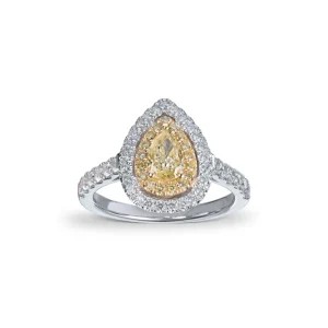 Fancy yellow diamantring dråpe – One of a kind