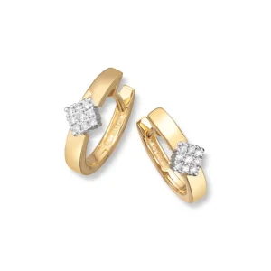 Gull øreringer med 0,12ct diamanter