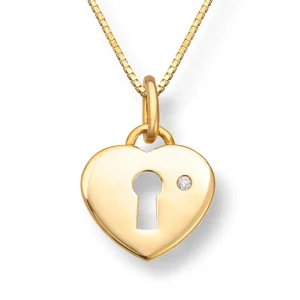 Gullhjerte med diamant