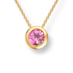 Gullkjede med rosa Tourmalin