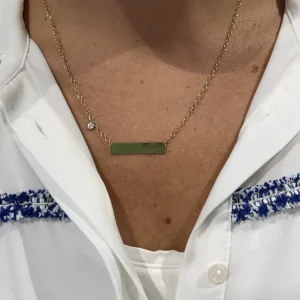 Gullkjede plate med diamant