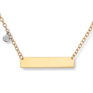 Gullkjede plate med diamant