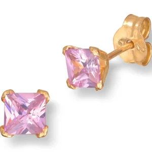 Gullørepynt rosa zirkonia