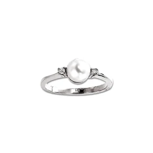 Perlering med diamanter 0,01ct