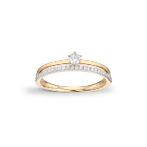 2 rader diamantring 0,18 ct.