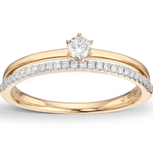 2 rader diamantring 0,18 ct.
