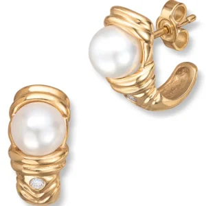 Ørering med perle og diamant 0,04ct