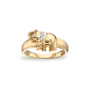 Ring i gult gull elefant