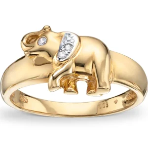 Ring i gult gull elefant