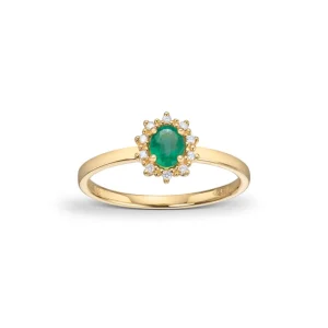 Rosettring med smaragd og diamanter