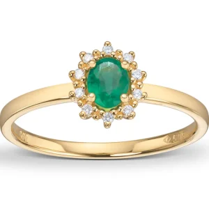 Rosettring med smaragd og diamanter
