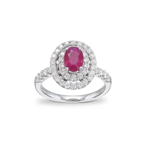 Rubin og diamantring 18 kt.