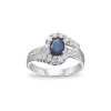 Safir og diamantring 0,50 ct.