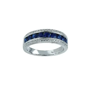 Safir og diamantring 0,28 ct.