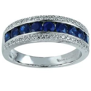 Safir og diamantring 0,28 ct.