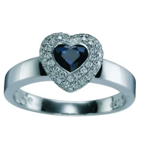 Safir og diamantring – Heart