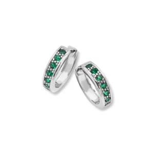 Sølv ørering med grønn cubic zirkonia