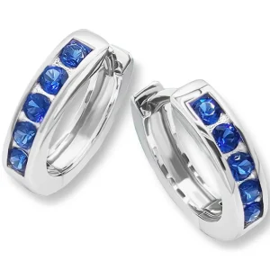 Sølv øreringer med blå cubic zirkonia