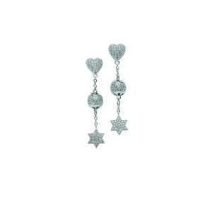 Sølvørepynt med hengende Cubic zirkonia