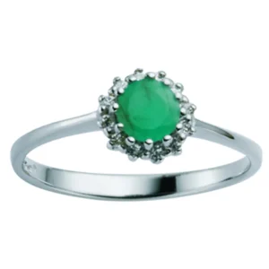 Sølvring med smaragd og cubic zirkonia
