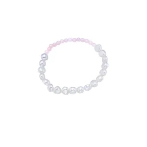 Strikkarmbånd perler og rosenquartz